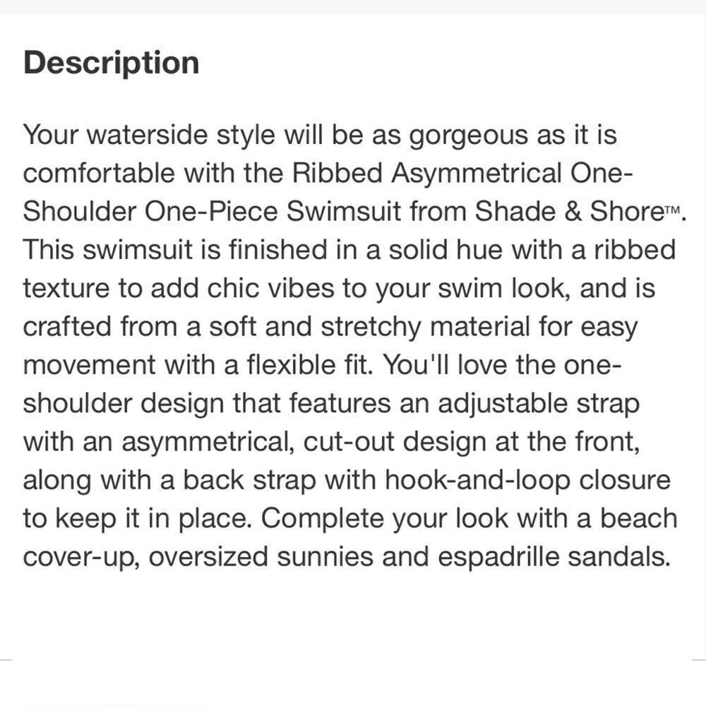 NWT Women's Ribbed Asymmetrical One Shoulder One Piece Swimsuit - Shade … - Picture 11 of 15